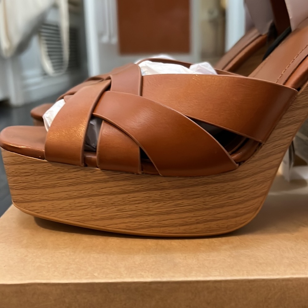 BNWT Zara leather platform sandals size 9 - Picture 5 of 7